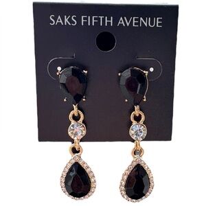 3/$40 Saks Fifth Avenue Gold & Black Drop Dangle Earrings